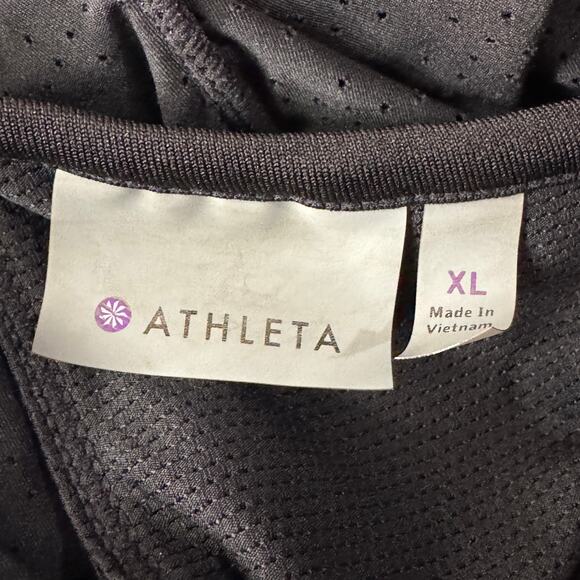 Athleta X-Large Full Force 2-in-1 Tank Top Perforated Criss-Cross Stretch Black - Picture 8 of 10